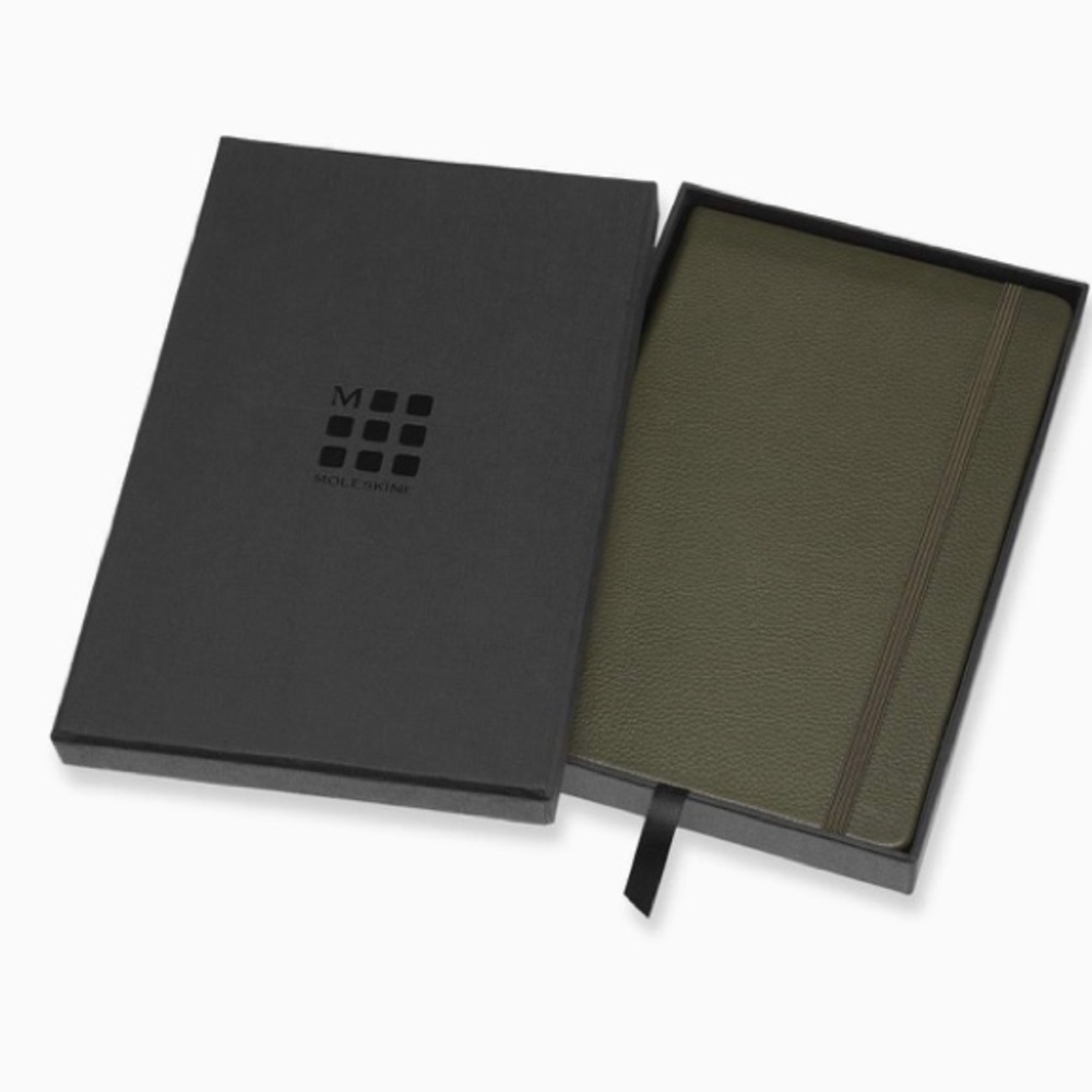 Moleskine Moss Green Leather Notebook NWT in box